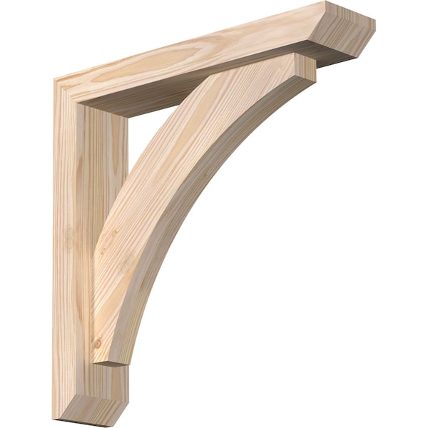 Ekena Millwork Thorton Slat Smooth Bracket w/ Offset Brace, Douglas Fir, 3 1/2"W x 16"D x 16"H BKT0402X16X16THR06SDF - main